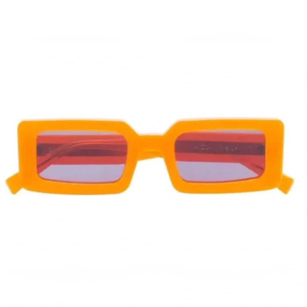 Orange Rectangular Frame Sunglasses with Red Lenses